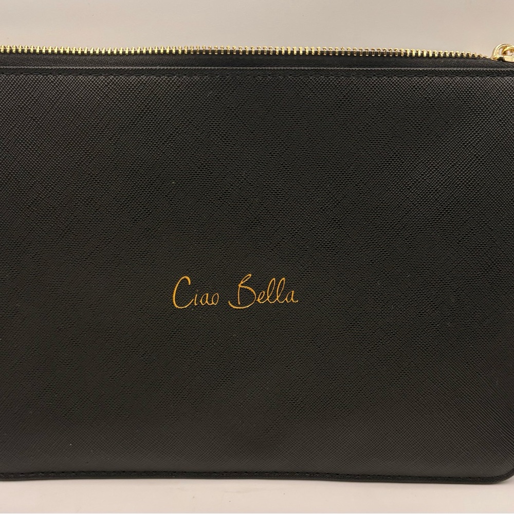 Ciao Bella Black Cosmetic Pouch with Gold Accent